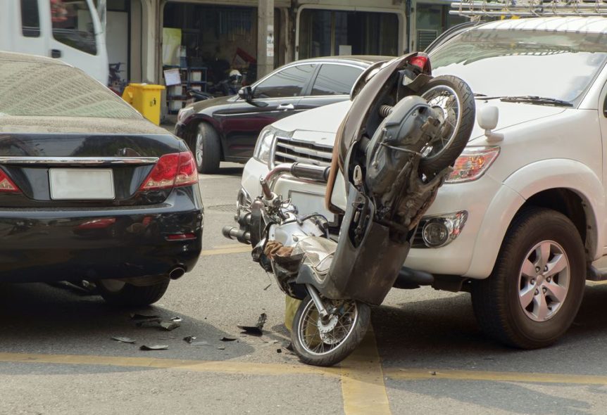 Car Crashes into Motorcycle